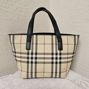 Burberry Coated Canvas Small Handbag Satchel AUTHENTIC